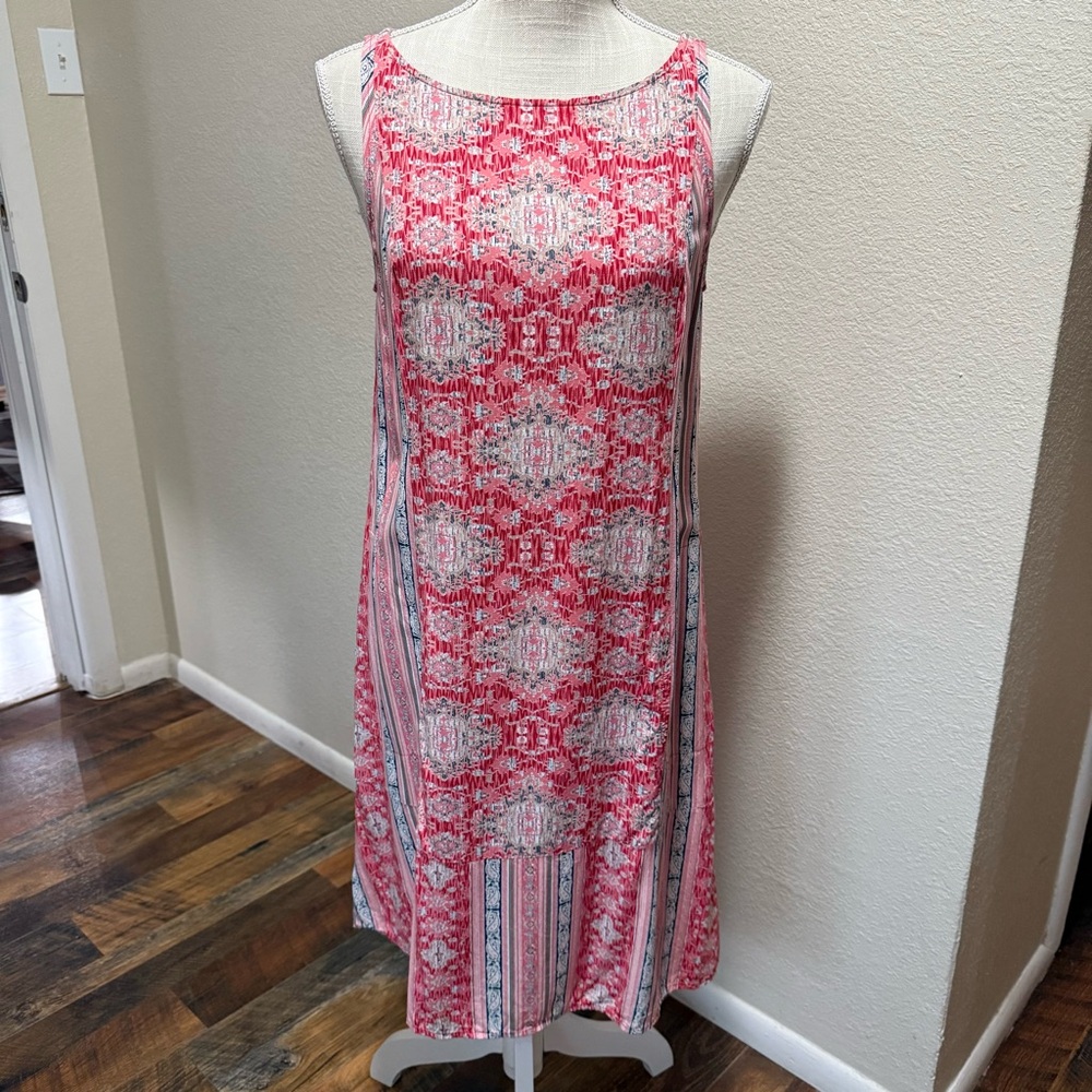 J. Jill Red and White Patterned Dress - Size Small